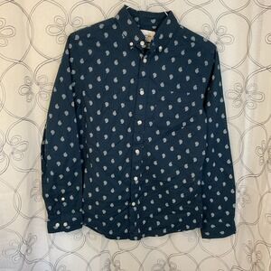 Goodfellow & Co. Men's Long Sleeve  Shirt Blue‎ w/ White Paisley Size Medium